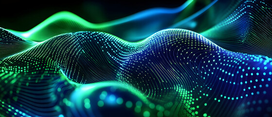 Wall Mural - blue and green network lines forming a futuristic design -
