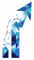 Wall Mural - blue arrow graphic representing positive economic trends and business growth -