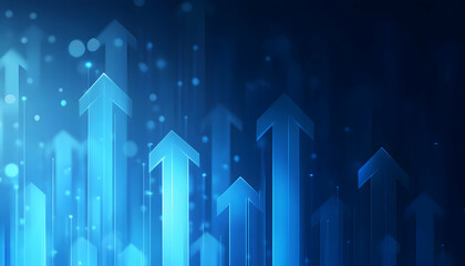 Wall Mural - blue background with upward arrows representing growth and progress -