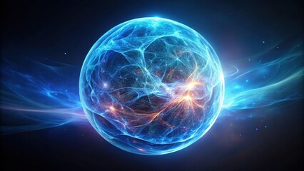 Wall Mural - luminous orb celestial energy field in deep space, glowing with intricate plasma streams