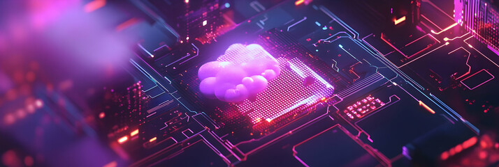 Wall Mural - cloud computing transferring big data, futuristic digital technology background -