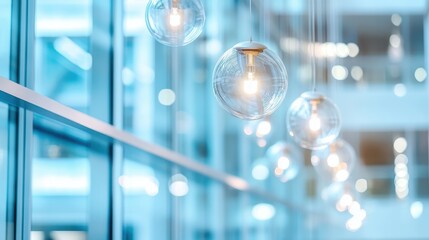 Wall Mural - An array of decorative lights suspended from the ceiling, enhancing the ambiance of the building's interior space.