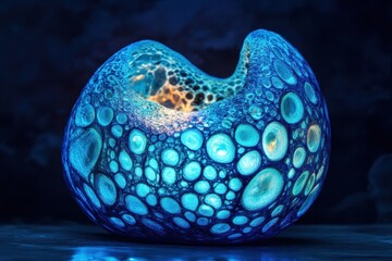Aufkleber - Glowing gas bubbles create an enchanting underwater atmosphere in a dark aquatic landscape. Generative AI