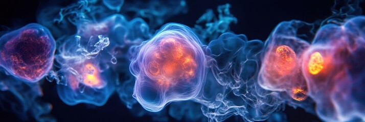 Aufkleber - Glowing gas bubbles floating through clear underwater depths create a mesmerizing display of light and color. Generative AI