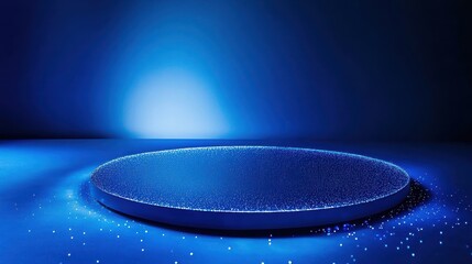 Wall Mural - blue gradient platform with sparkling light effects in dark space