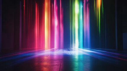 Wall Mural - Vibrant Light Beams in Dark Space Creating Colorful Atmosphere