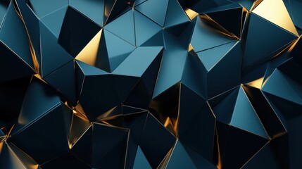 Wall Mural - abstract geometric background with dark tones and golden highlights