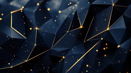 Wall Mural - dark geometric background with glowing golden highlights and texture
