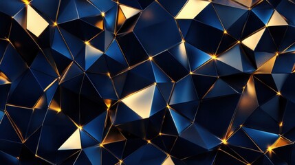 Wall Mural - shimmering dark blue and gold geometric abstract background design