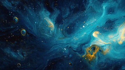 Aufkleber - Glowing gas bubbles create a mystical underwater atmosphere illuminating dark ocean depths. Generative AI