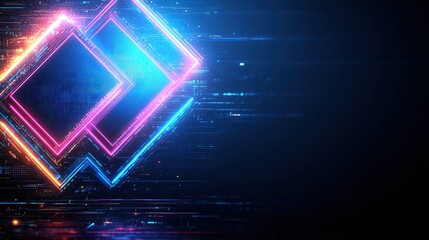 Wall Mural - neon abstract background featuring blue mint and pink colors on a black backdrop with high fidelity 