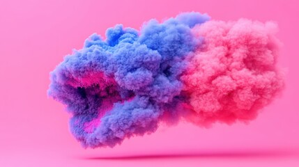 Wall Mural - colored smoke on pink background with cloud computing technology and internet network data represent