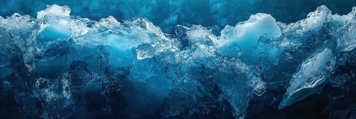Fototapete - Melting iceberg drifts in deep blue waters under clear sky, highlighting climate change impact on polar regions. Generative AI