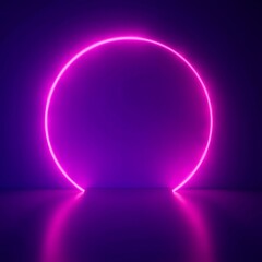 Wall Mural - futuristic empty purple neon background with glowing circles and sparks, technology, futuristic