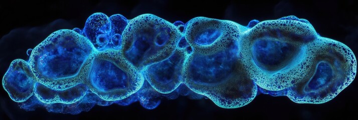 Aufkleber - Glowing gas bubbles create an enchanting display beneath ocean waves at twilight. Generative AI
