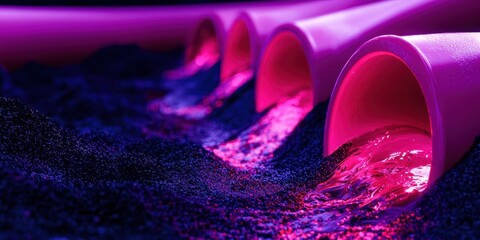 Wall Mural - Purple pipe with water flowing through it