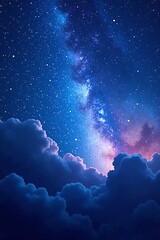 abstract blue galaxy background with shining stars and nebula clouds, deep space, night, exploration
