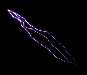 Aufkleber - A vivid purple lightning bolt diagonally cuts through a stark black background, symbolizing raw electrical energy and a powerful natural force.