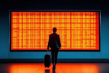 Poster - Minimalist Travelers Digital Odyssey Immersive Airport Experience with AI-Driven Departure Board - Seamless Global Connectivity for Modern Professionals