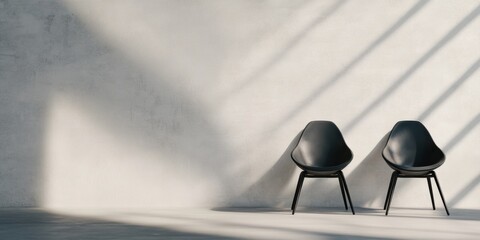 Poster - Minimalist Nordic Design Contemporary Sculptural Chairs in Monochrome Light Study - Scandinavian Workspace Aesthetic and Architectural Minimalism Showcase