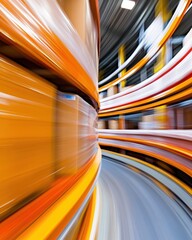 Fototapete - Dynamic Velocity High-Performance Logistics and Supply Chain Innovation - Blurred Motion Design Capturing Modern Warehousing Efficiency and Technological Momentum