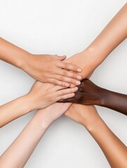 Leinwandbilder - Inclusive Workplace Unity Multicultural Hands Converge in Powerful DEI Collaboration - Transformative Team Building for Next-Gen Corporate Social Responsibility