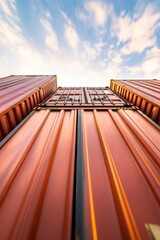 Fototapete - Global Supply Chain Reimagined Sunset Industrial Logistics Panorama - Innovative Shipping Infrastructure Transforming International Trade Dynamics