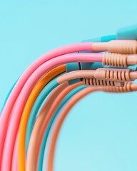 Leinwandbilder - Vibrant Network Connectivity Pastel Ethernet Cables Showcasing Modern Digital Infrastructure Design with Minimalist Tech Aesthetic for Creative Professionals