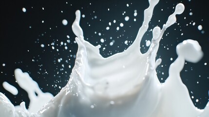 Poster - High-Velocity Liquid Dynamics Cinematic Milk Splash Capturing Pure Motion - Premium Food and Beverage Content for Modern Marketing Storytelling