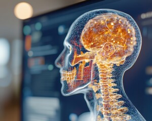 Poster - Neurotech Visualization Cutting-Edge Medical AI of Human Brain Anatomy - Futuristic Digital Health Innovation in Precision Diagnostic Imaging
