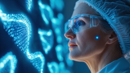 Aufkleber - Future of Healthcare AI-Driven Genetic Research with Immersive Biotech Visualization - Pioneering Precision Medicine through Advanced Technological Innovation