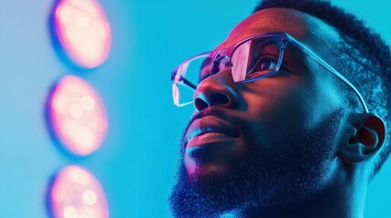 Poster - Chromatic Futurism Vibrant Neon Portrait of Innovation - Cutting-Edge Visual Tech Meets Next-Gen Professional Aesthetic for Digital Creators