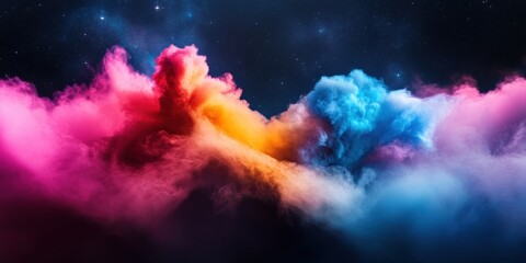 Poster - Chromatic Cosmos Immersive Digital Art Visualization of Nebular Color Dynamics - Cutting-Edge AI Visualization for Scientific and Creative Innovation