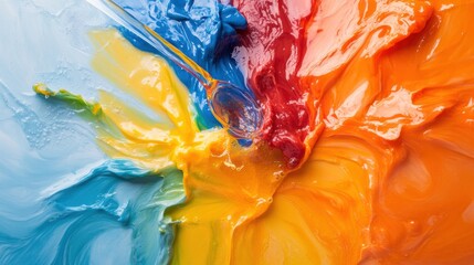 Fototapete - Chromatic Fusion Dynamic Liquid Art Showcasing Vibrant Color Theory for Innovative Design, Branding, and Creative Media Visualization