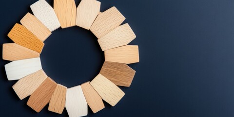 Poster - Inclusive Design Palette Minimalist Wooden Diversity Tiles Visualizing Corporate Equity, Collaborative Innovation, and Multicultural Branding Strategy