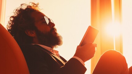 Leinwandbilder - Golden Hour Productivity Mindful Remote Work Aesthetic with Warm-Toned Digital Nomad Experience - Freelance Lifestyle and Wellness Innovation