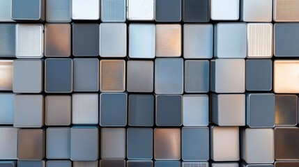 Leinwandbilder - Geometric Tech Mosaic Minimalist Data Storage Visualization with Precision Engineering - Next-Gen Digital Infrastructure Aesthetic