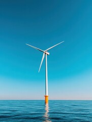 Poster - Offshore Renewable Revolution Minimalist Offshore Wind Turbine Symbolizing Clean Energy Innovation and Sustainable Future Technology Solutions