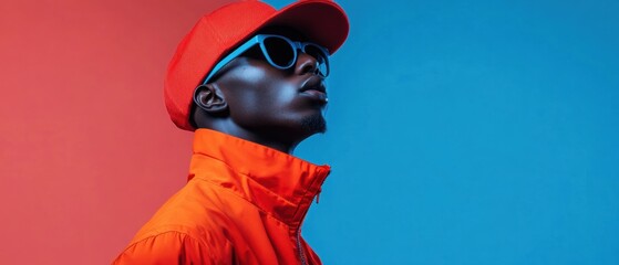 Aufkleber - Vibrant Urban Streetwear Editorial Bold Color-Block Fashion Capturing Gen Z Aesthetic with High-Impact Contemporary Style and Minimalist Cool