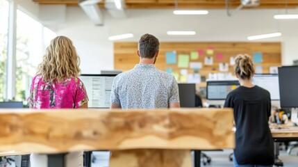 Aufkleber - Next-Gen Workplace Wellness Ergonomic Standing Desks and Collaborative Open-Plan Design for Millennial and Gen Z Professional Productivity