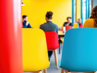 Aufkleber - Vibrant Workplace Wellness Collaborative Diversity in Modern Inclusive Design - Next-Gen Team Engagement through Colorful Ergonomic Office Environments