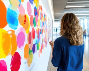Poster - Chromatic Collaboration Innovative Workplace Design Empowers Creative Visualization and Team Engagement through Vibrant Interactive Wall Art Strategy