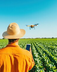 Leinwandbilder - Smart Farming Revolution Next-Gen Agricultural Intelligence Meets Rural Precision - Drone Technology Empowering Sustainable Crop Management