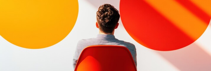 Poster - Bold Minimalist Workspace Vibrant Color-Block Design Capturing Contemporary Professional Focus and Creative Corporate Innovation
