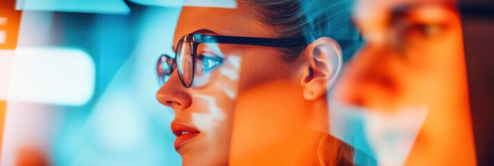 Aufkleber - Vibrant Digital Innovation Millennial Professional Insights with Cinematic Color Grading - Future-Forward Workplace Creativity and Technological Vision
