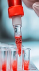 Fototapete - Next-Gen Biotech Innovation Precision Liquid Transfer in Advanced Scientific Research - High-Performance Medical Discovery Visualization