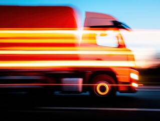 Poster - Dynamic Freight Mobility Next-Generation Logistics Visualization with High-Speed Truck Motion Blur - Cutting-Edge Transportation Innovation for Supply Chain Optimization