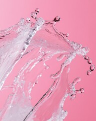 Aufkleber - Liquid Kinetics High-Precision Water Dynamics in Millennial Pink - Contemporary Visual Design for Beverage Branding and Digital Marketing
