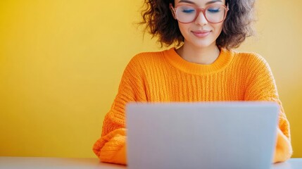 Aufkleber - Vibrant Digital Nomad Lifestyle Gen Z Freelancer in Cozy Knit Workspace - Modern Remote Work Aesthetic with Minimalist Tech Elegance