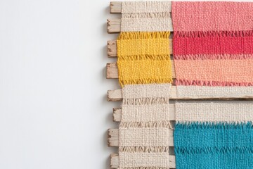 Poster - Artisan Textile Design Vibrant Handwoven Wall Art Showcasing Sustainable Craft, Color Theory, and Modern Boho Textile Innovation